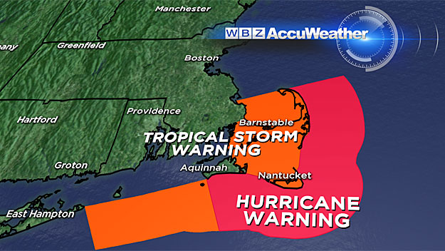 Weather Map of Movement of Hurricane Arthur, which Hit the Boston Area on July 4, 2014 (image credit CBS Boston)